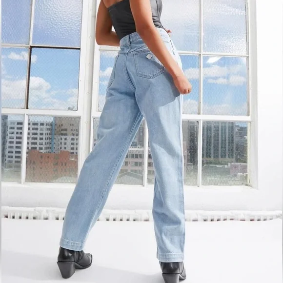 ABRAND Miami Taper Brandy High Waist Straight Leg Tapered Pleats Denim Jeans 24 - Picture 3 of 16